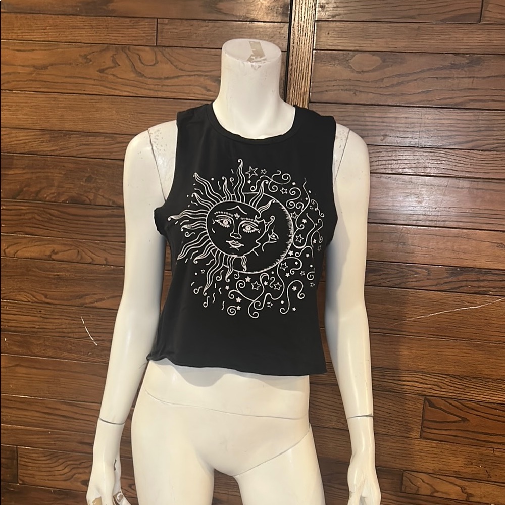 Brandy Melville Black Celestial Graphic Muscle Tee